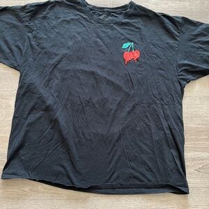 Black Antisocial T-Shirt with Cherry Detail